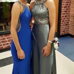 Silver gray prom dress